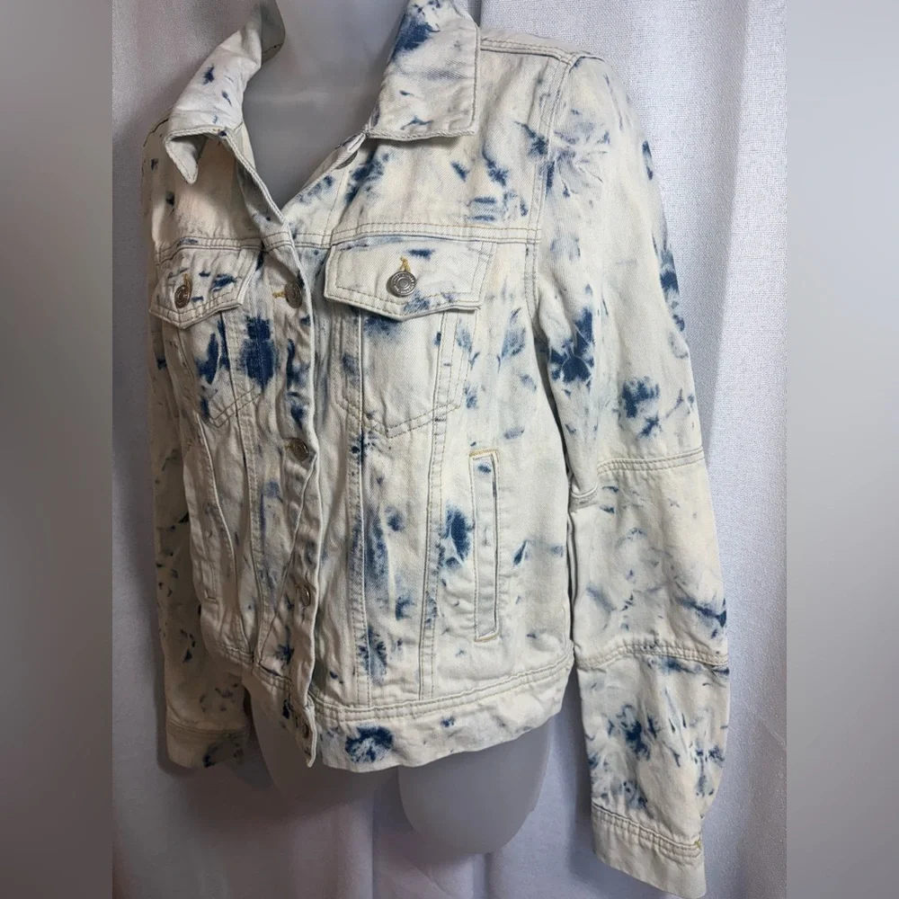 FREE People Rumors Denim Jacket in Jones Tie Dye Blue Size Small EEUC 0436 - Picture 8 of 15